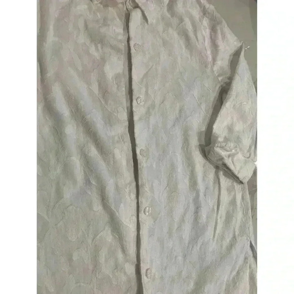 Women's Small Dialogue Embroidered White Button Down Collar Shirt - Picture 2 of 4